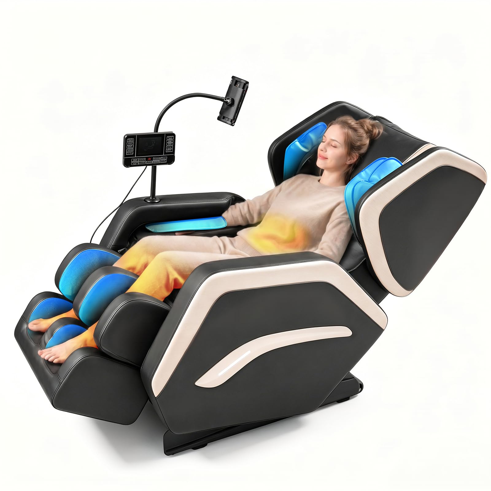 2026 Massage Chair Full Body, Zero Gravity Massage Recliner Chair with Auto Modes, 8 Fix Point Rollers, Airbag, Foot Massage, Touch Screen Controller, Deep Yoga Stretch, Heating Function