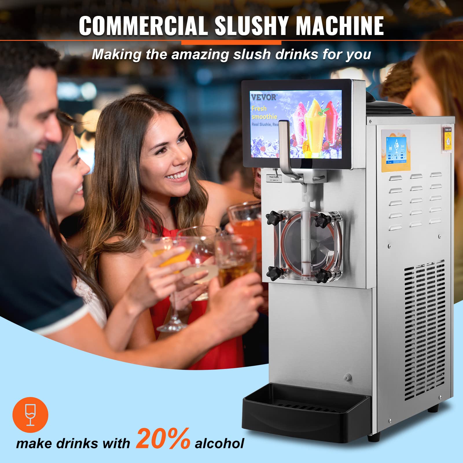 VEVOR Commercial Slushy Machine, 2 x 12L / 3.17 Gal Double Tanks, Cool and Freeze Modes, Stainless Steel Margarita Smoothie Frozen Drink Maker, Slushie Machine for Party Cafes Restaurants Bars Home