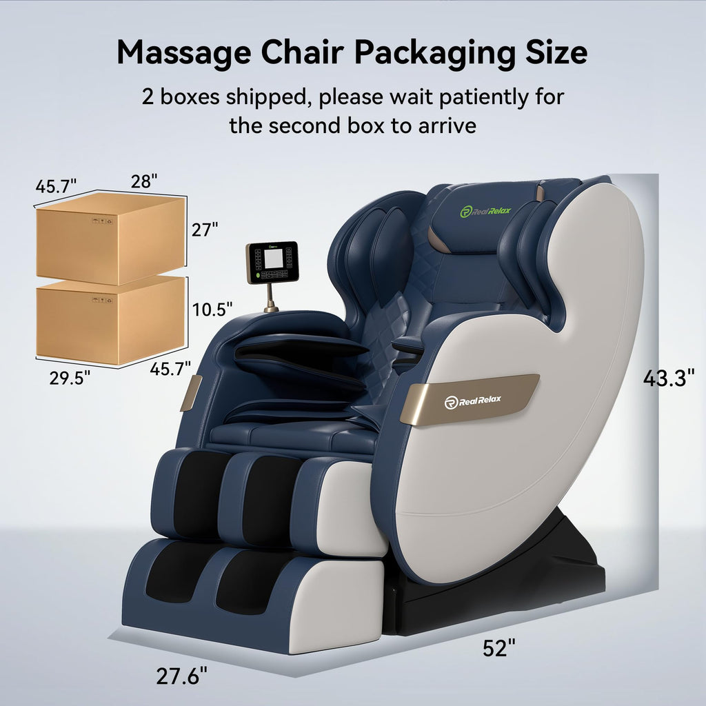 Real Relax Massage Chair Full Body of Dual Core S Track,Zero Gravity Realiner with App Control,Bluetooth,Foot Roller,Home or Office Use,Black and Gold