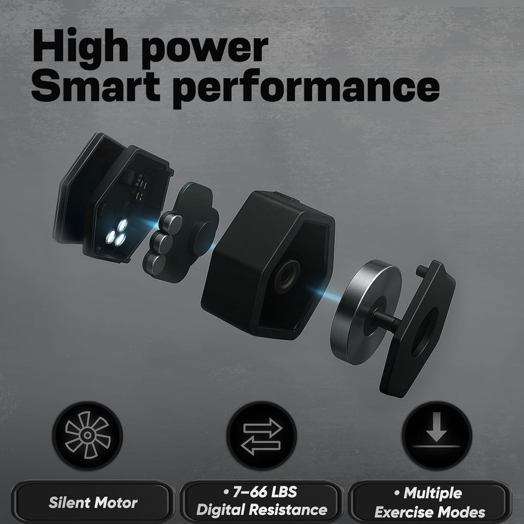 Smart Home Gym - Portable Home Gym Equipment with Digital Resistance 7-66 lbs | Single Motor Electronic Cable Machine for Strength Training | Compact Motorized Adjustable Weight Fitness System