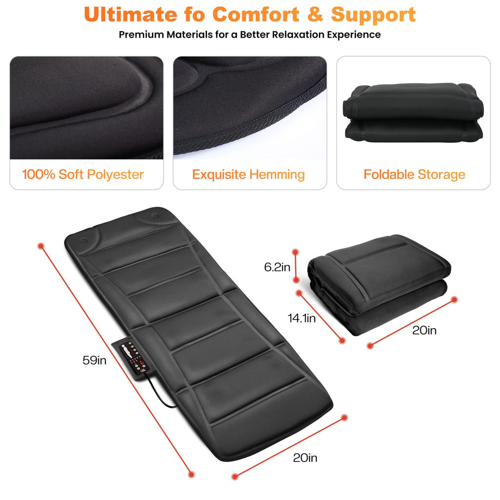 CILI Full Body Massage Mat with Heat, Upgrade Graphene Heating Vibration Back Massage Pad, Full Body Massager for Bed Chair Sofa, Massage Mattress Pad, Father‘s Day Gift for Dad