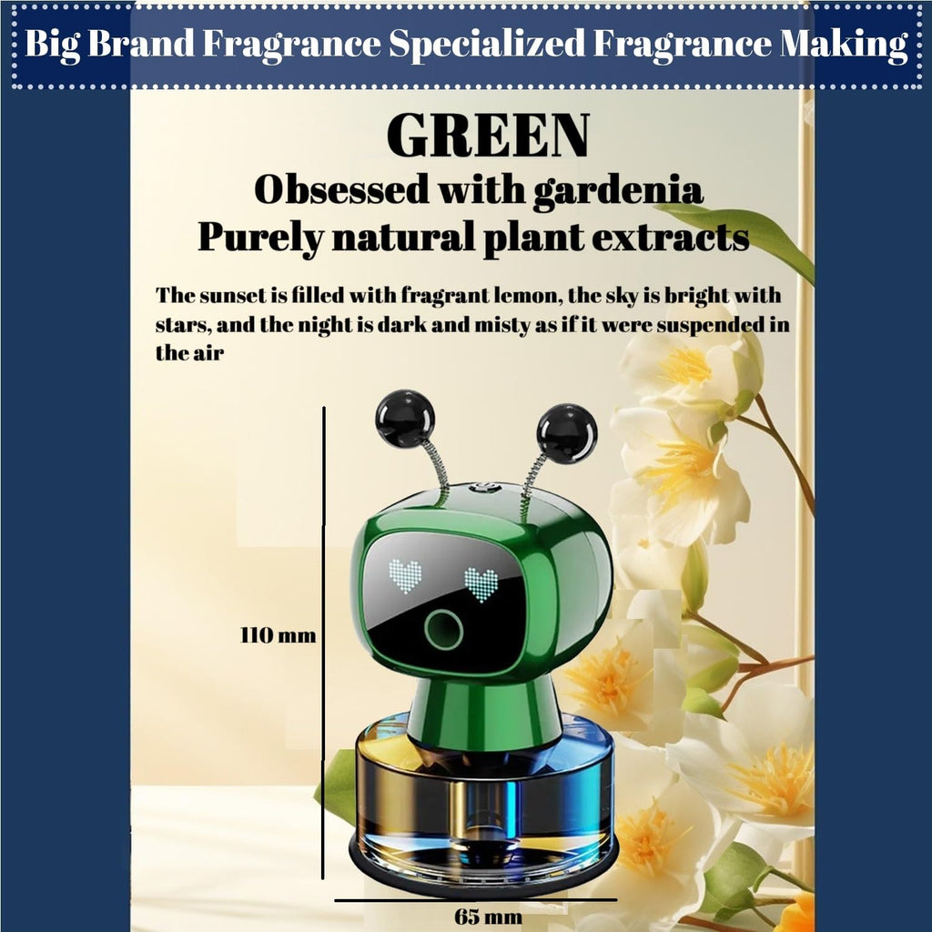 Robot Intelligent Aromatherapy Machine, Smart Cute Robot Car Air Freshener - Fine Spray/Fillable/Four-Gear Adjustment/Vibration Sensing/On-Off/Large Capacity Long-Lasting Fragrance/Black-V2(Cologne)
