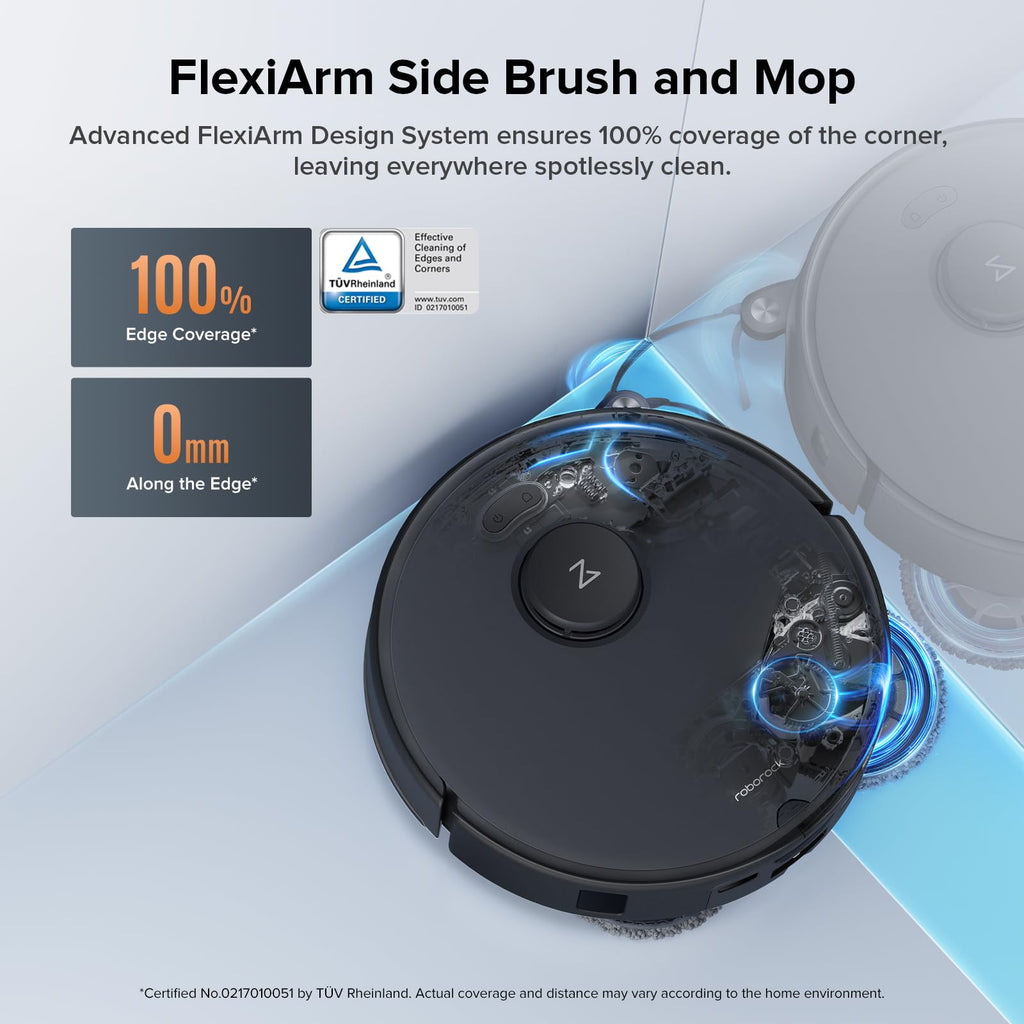 roborock Qrevo Edge 2 Robot Vacuum and Mop, 25,000Pa, 3.14'' Ultra-Slim, Zero-Tangle, AI Object Recognition, 176℉ Hot Water Mop Washing & Auto-Drying, Carpet & Pet Hair, FlexiArm Edge Cleaning