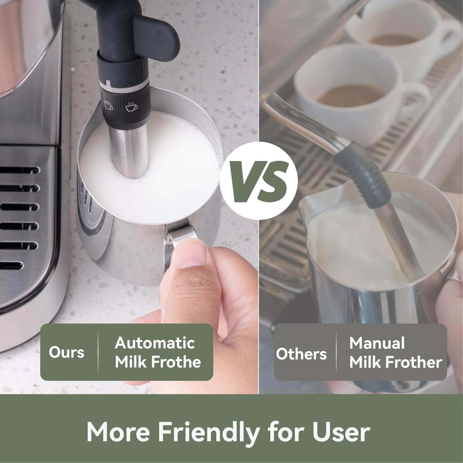 Gevi Commercial Espresso and Coffee Makers, Professional 20 Bar Espresso Maker with Milk Frother, Stainless Steel Expresso Coffee Machines for Home, Compact Cappuccino Machine, Great Gift