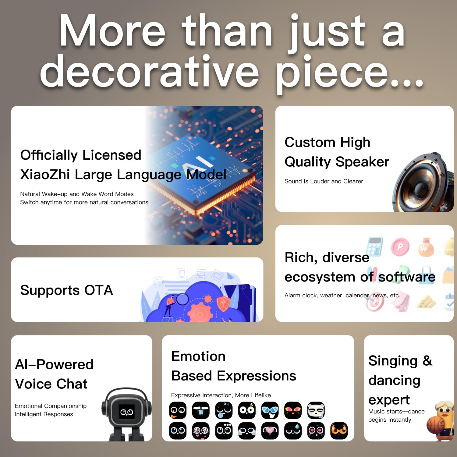 AI chatbot Robot Companion and smart Interactive Toy Featuring Voice Chat, Facial Expressions, Dancing and Music, Complete with a complimentary Outfit—Making it the Ideal Gift (Black)