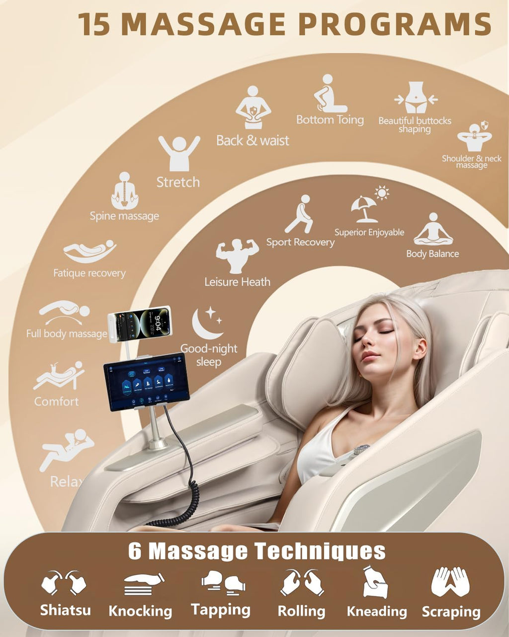Full Body Zero Gravity Massage Chair with Body Scan 4D Intelligent Shiatsu Strecth Massage, Back/Leg Heated with AI Voice Control Bluetooth Speaker Airbags SL Track Massage Black