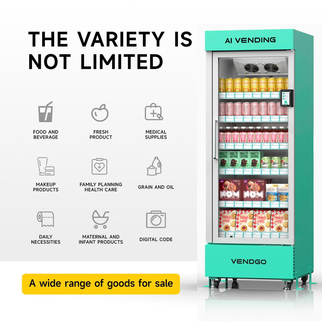Smart Ai Vending Machine with Card Reader, Snack & Drink Combo, 6-Layer, 700 Can (300ml) Capacity, Refrigerated, Ai Visual Recognition & App Management, Vending Machines for Business