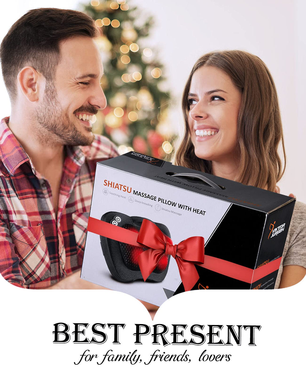 VIKTOR JURGEN Fathers Day Dad Gifts, Shiatsu Back Massager with Heat – Deep Tissue Massage for Neck, Shoulder, Back Pain Relief, Electric Kneading 3D Massage Pillow Gifts for Men Women Mom, Christmas