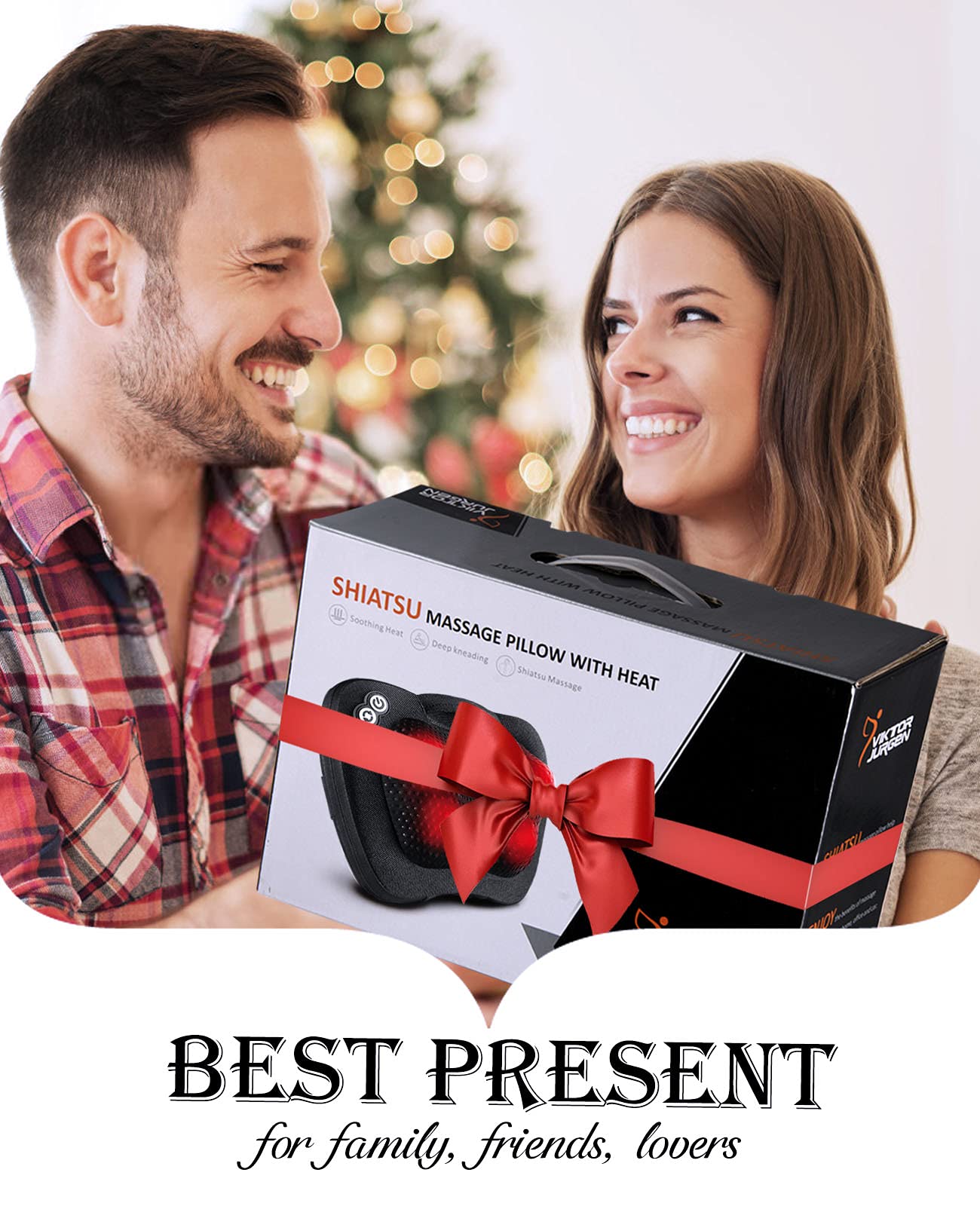 VIKTOR JURGEN Fathers Day Dad Gifts, Shiatsu Back Massager with Heat – Deep Tissue Massage for Neck, Shoulder, Back Pain Relief, Electric Kneading 3D Massage Pillow Gifts for Men Women Mom, Christmas