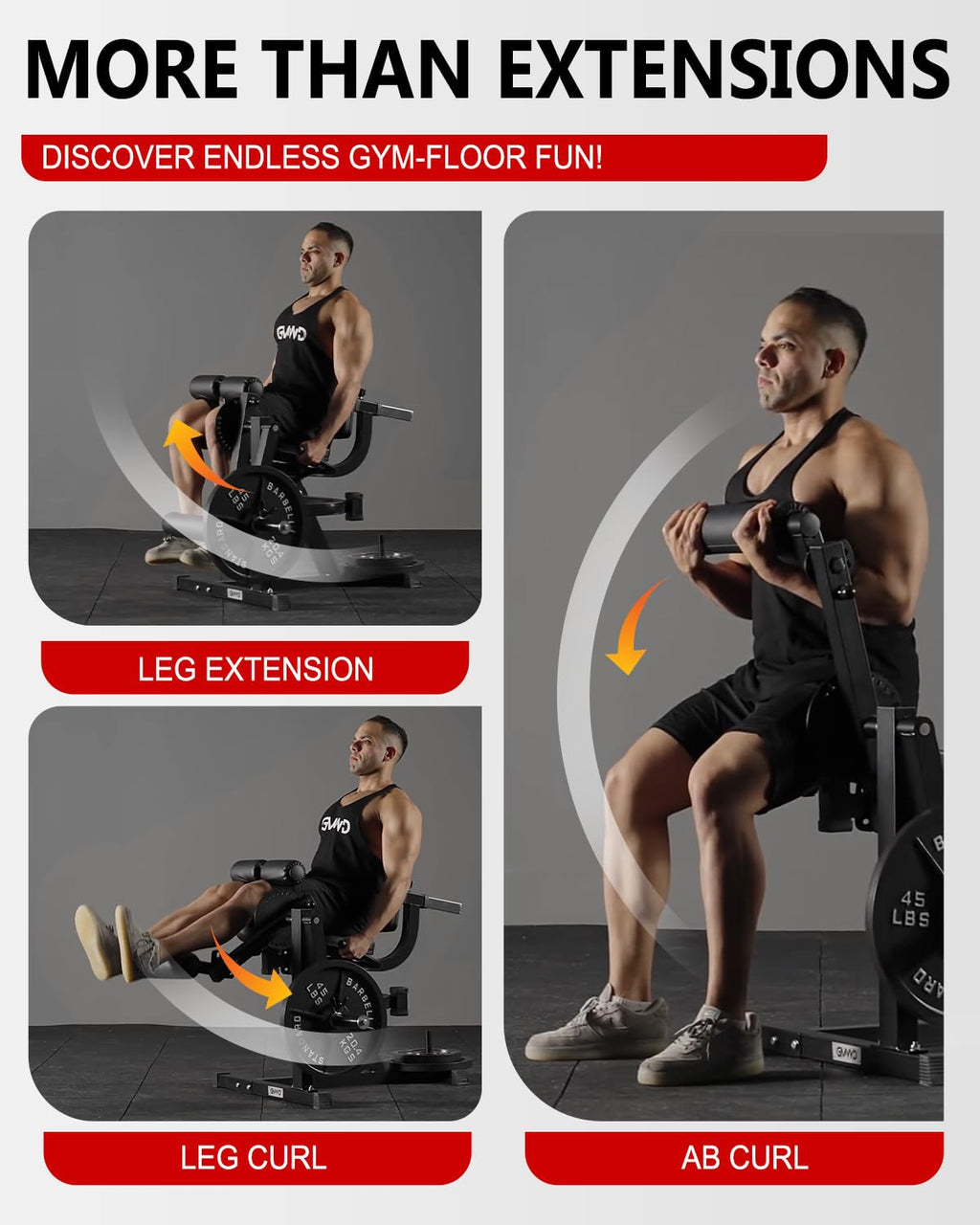 GMWD Leg Extension and Curl Machine, Lower Body Special Leg Machine, Adjustable Leg Exercise Bench with Plate Loaded, Leg Rotary Extension for Thigh, Home Gym Weight Machine