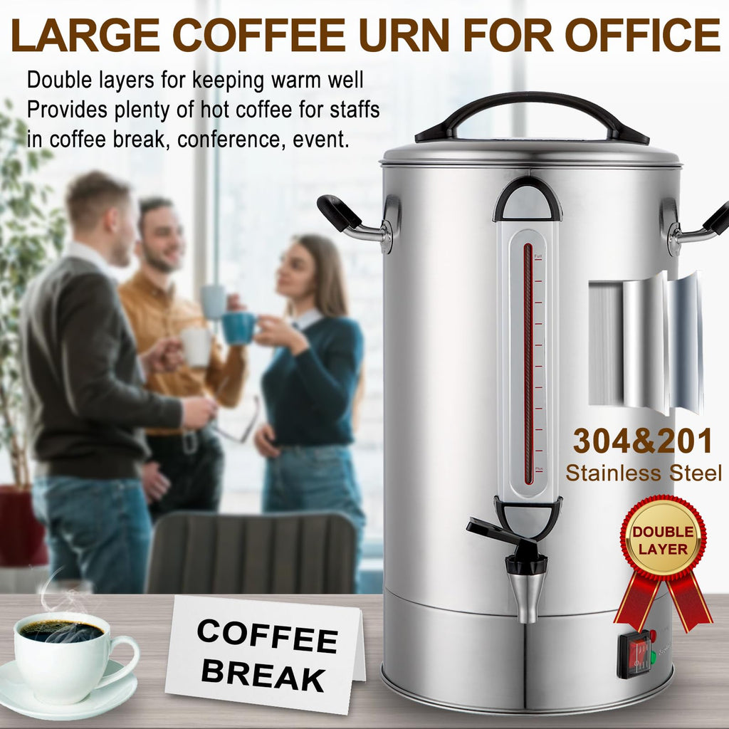 Commercial Coffee Urn 24L 160Cup Stainless Steel Quick Brew Hot Dispenser for Catering, Commercial Grade Large Capacity Coffee Maker For Meeting Rooms, Church, School, for 100+ Guests