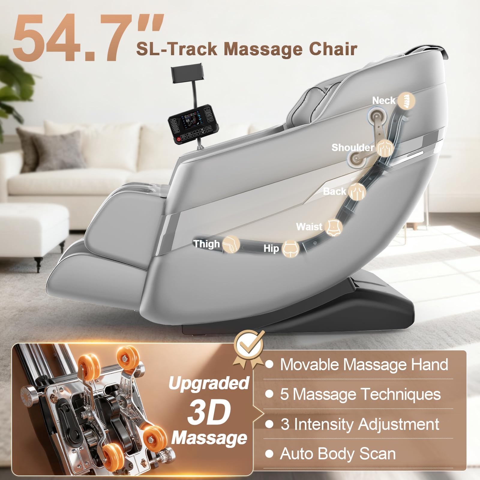 FURNIMAT 2026 Massage Chair Full Body, 3D SL-Track Zero Gravity Shiatsu Massage Chair Recliner with AI Control, Body Scan, Airbags, Heating, Foot Roller, Auto Modes, Bluetooth Speaker