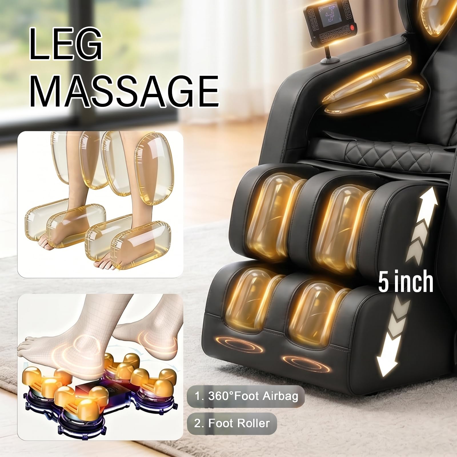 2026 Massage Chair Full Body, Zero Gravity Massage Recliner Chair with Auto Modes, 8 Fix Point Rollers, Airbag, Foot Massage, Touch Screen Controller, Deep Yoga Stretch, Heating Function