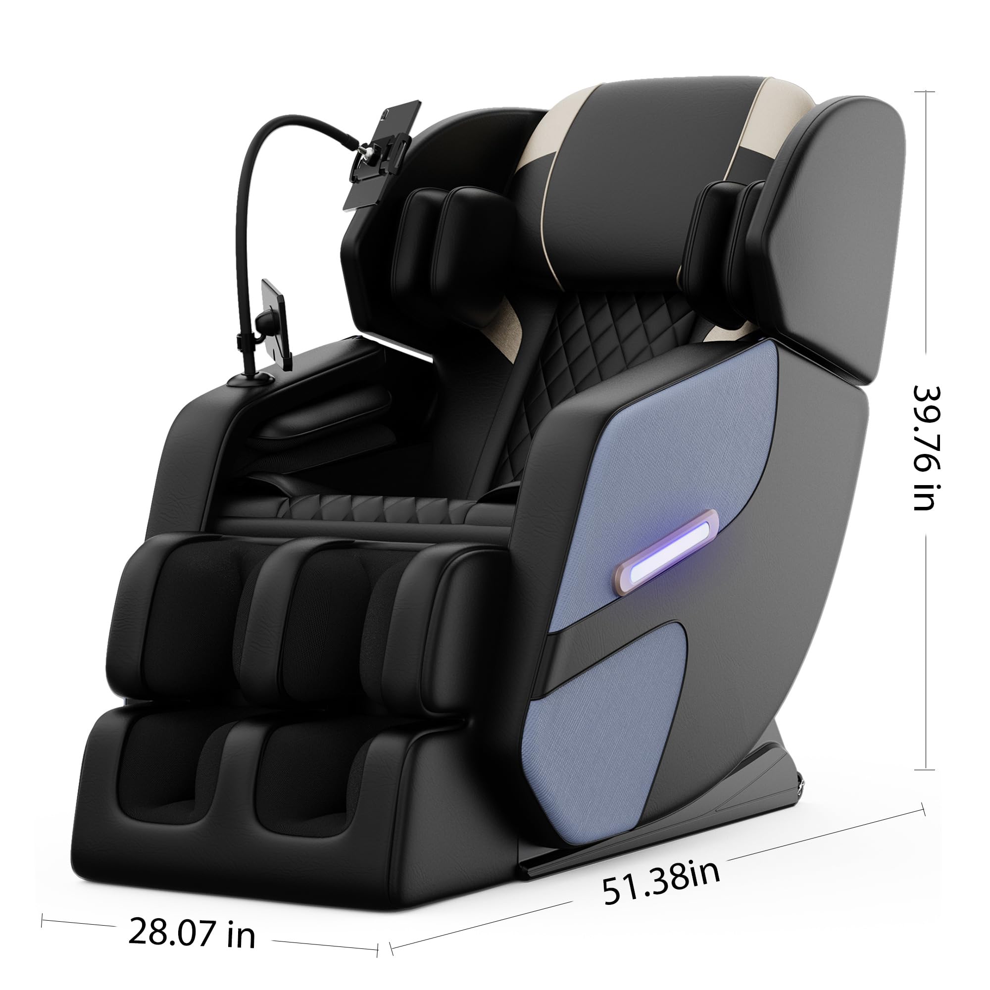 GDFStudio Full Body Massage Chair Recliner with Zero Gravity, Air Pressure Massage, Heat Therapy, Foot Rollers, Bluetooth, for Home/Office Use, Ideal Wellness Gift, Blue A