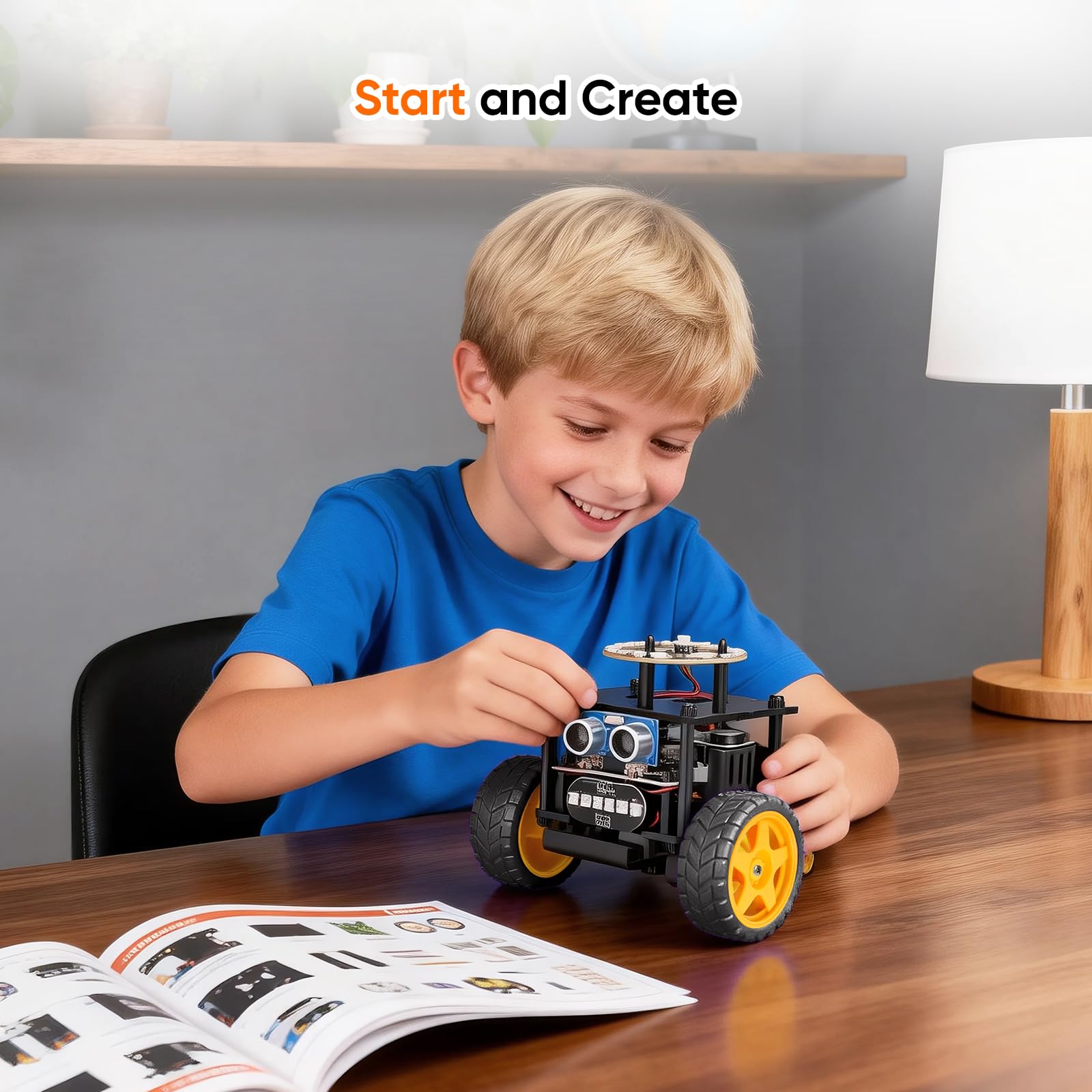 Smart Robot Car Kit Toys for Kids Ages 8-12 12-16, Remote Control Building Robotics Kit, STEM Educational Science Kit Gifts for Teen Boys Girls 8-13 14 15 16 Year Old