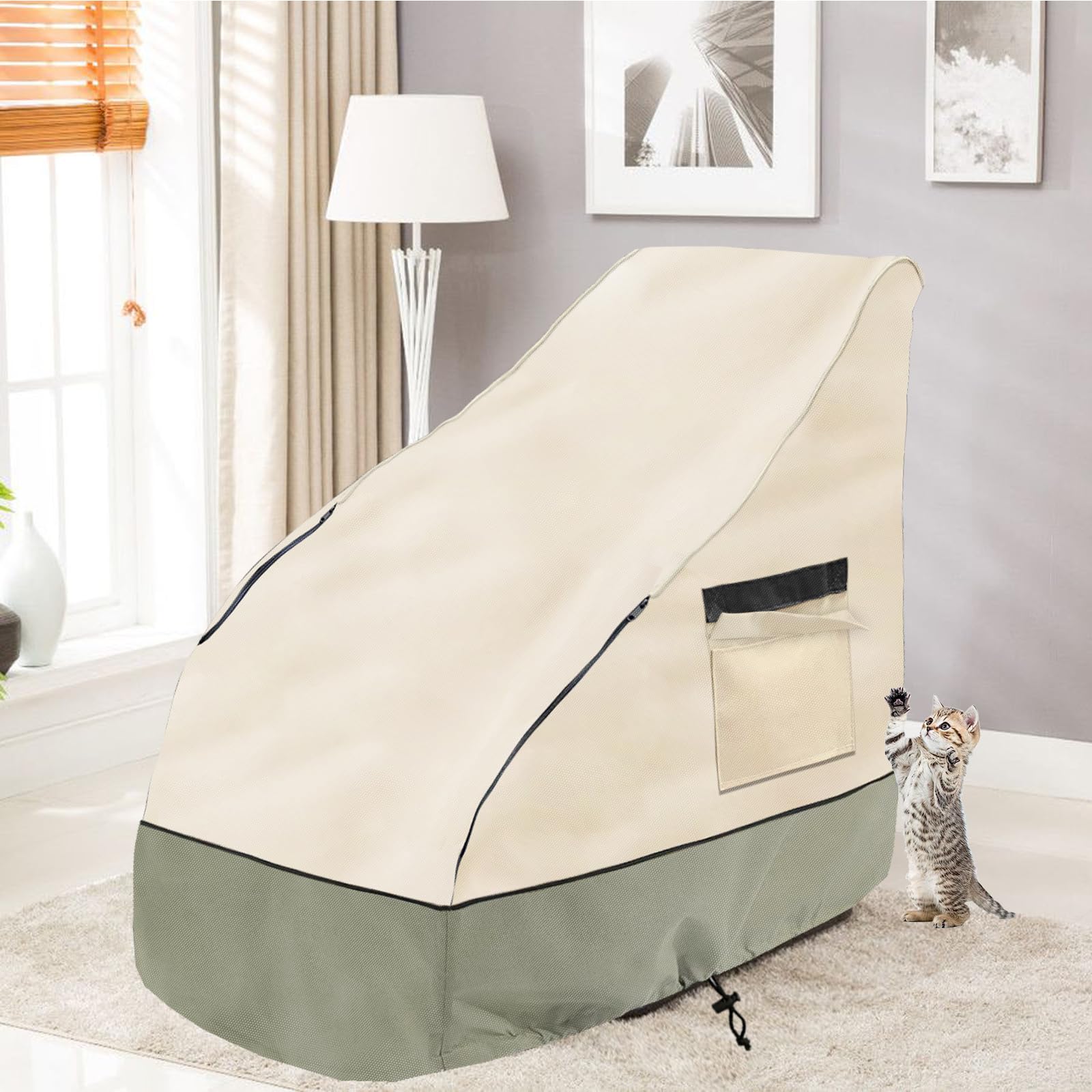 Massage Chair Cover 600D Oxford Cloth Full Body Shiatsu Massage Chair Protective Cover with Drawstring Waterproof Dustproof