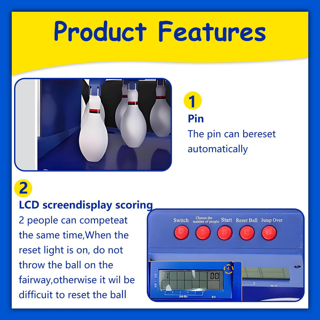Home Bowling Alleys,Electric Bowling Machine,Electronic Bowling Alley Game for Home,with LED Scoreboard, Automatic Reset, Lighting & Sound Effects,for Children and Adults 2m/6.56ft