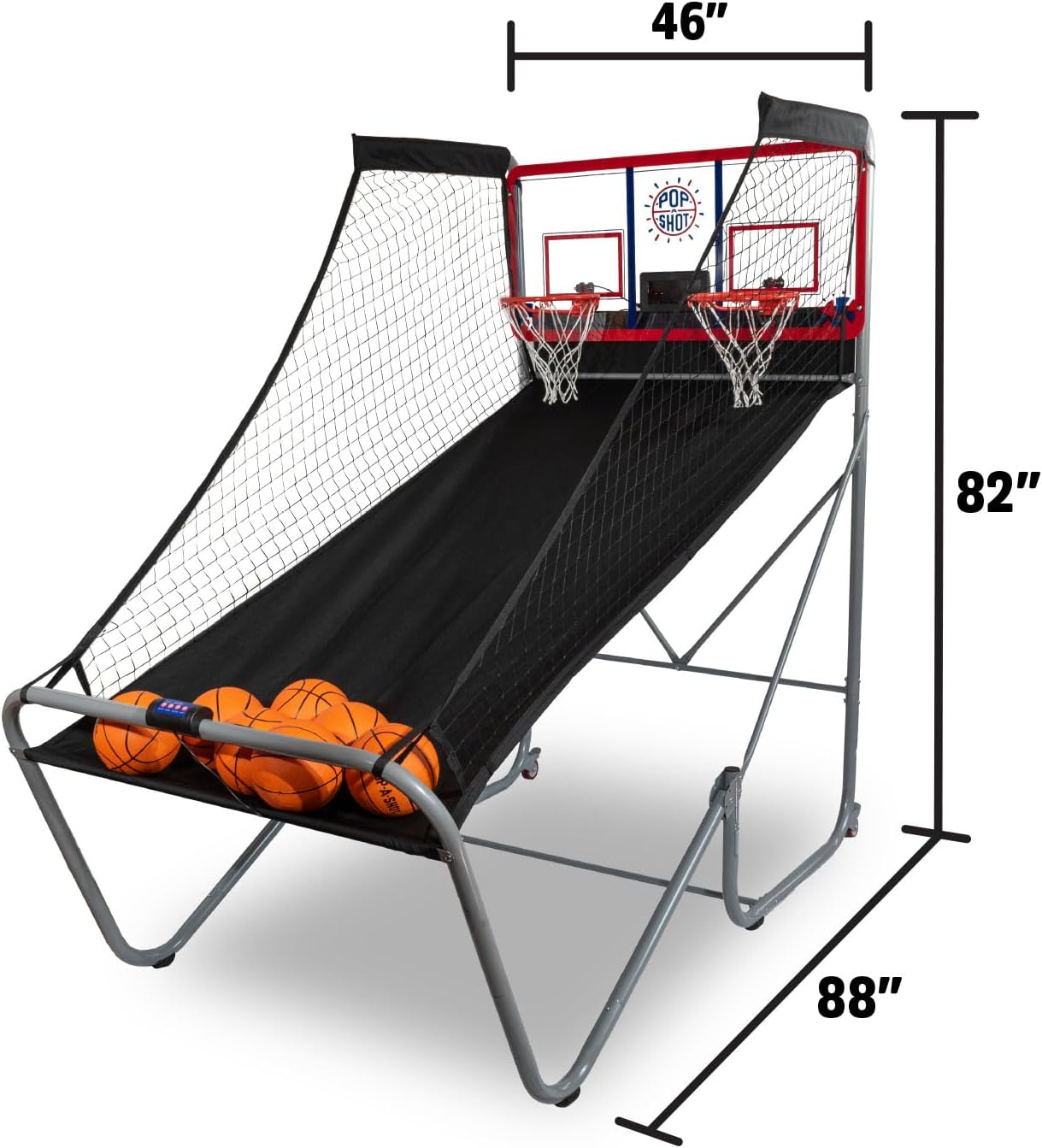 Pop-A-Shot Official Indoor/Outdoor Dual Shot Basketball Arcade Game - Weather Resistant - 16 Different Games - 6 Audio Options - Near 100% Scoring Accuracy - Large LED Scoreboard