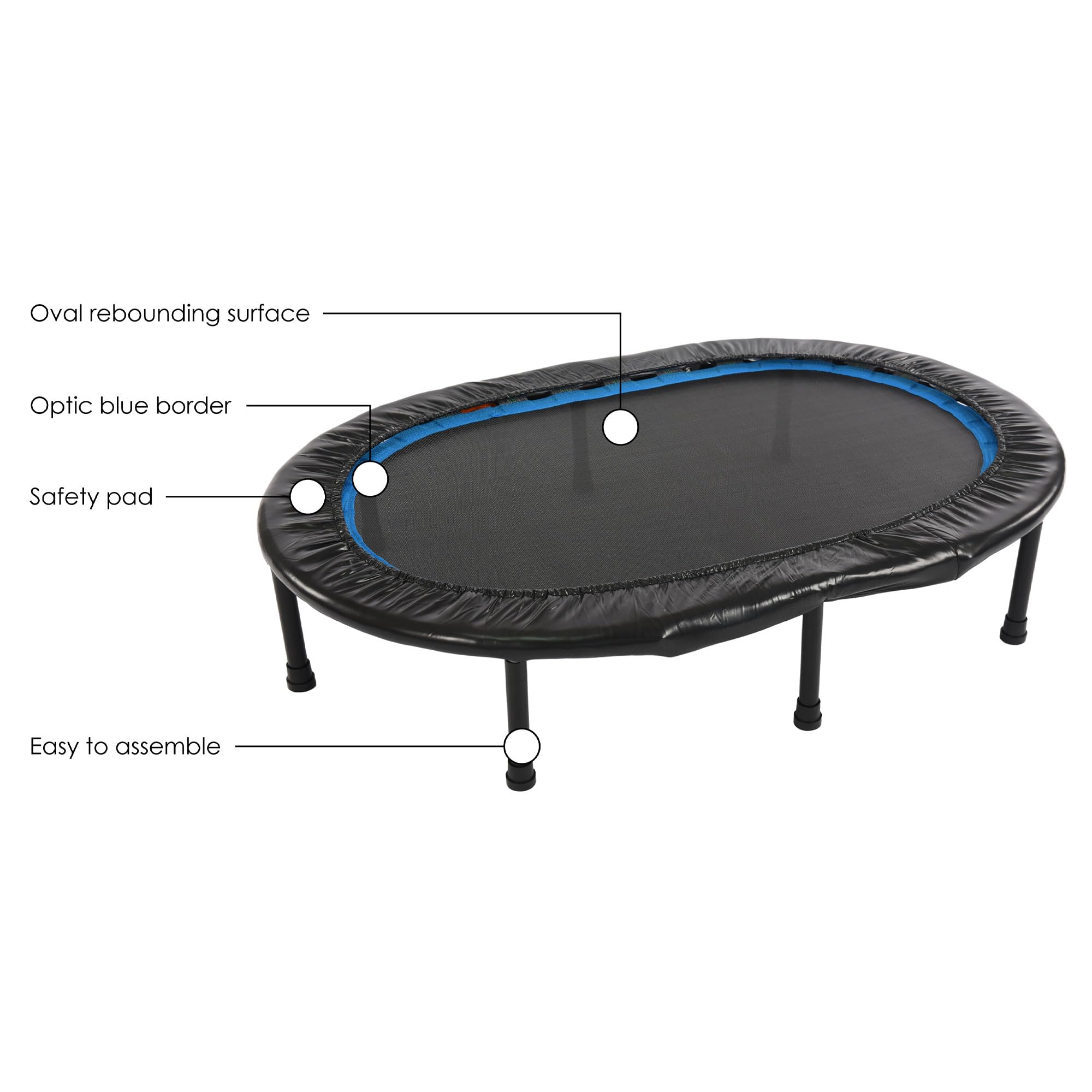 Stamina Folding Trampoline with Smart Workout App, Black - Portable Fitness Rebounder for Home Gym, Cardio & Strength Training, Jumping Exercise Equipment