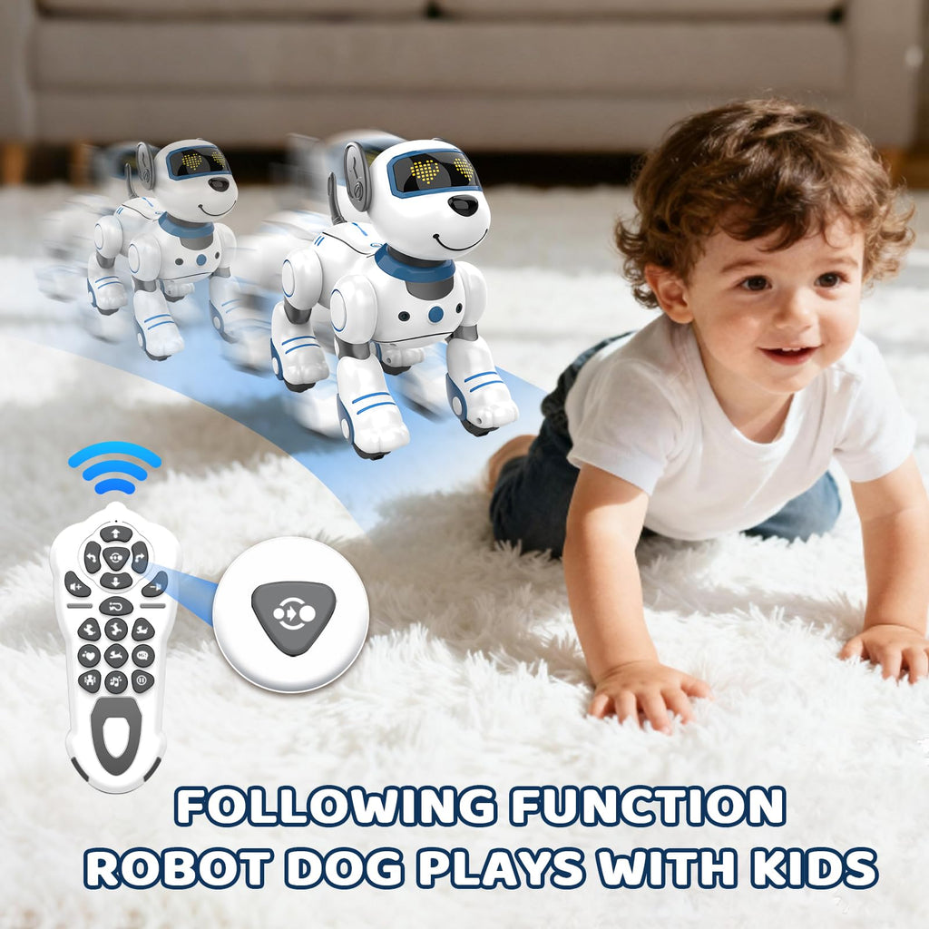 Robot Dog Toy for Kids 3-12: Remote Control Interactive Robot Puppy with Touch & Follow, Programmable Tricks, Dancing & Walking, Birthday Gift for Smart Boys & Girls