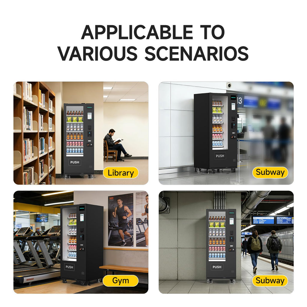 Smart Vending Machine, 36-Slot Refrigerated Snack and Beverage Vending Machine for Commercial Use, Automatic Drink and Snack Dispenser for Offices, Gyms, Convenience Stores