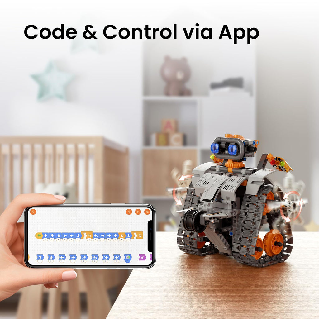 Sillbird Robot Building Kit with Remote Control STEM Gifts for Boys Age 8-13, Coding Robotic Toys for Kids Birthday, Buildable 5in1 Models with 488 Pieces