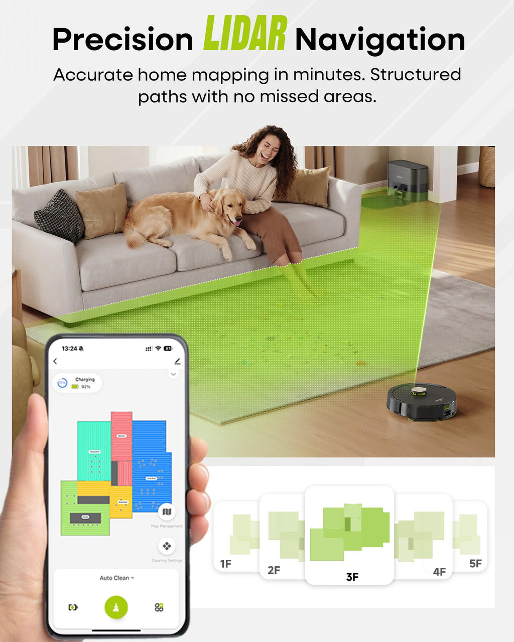 MONSGA Robot Vacuum and Mop Combo, 90 Days Self-Emptying with 8000Pa Suction, LiDAR Smart Mapping, Dual Anti-Tangle for Pet Hair, Carpet and Hard Floor
