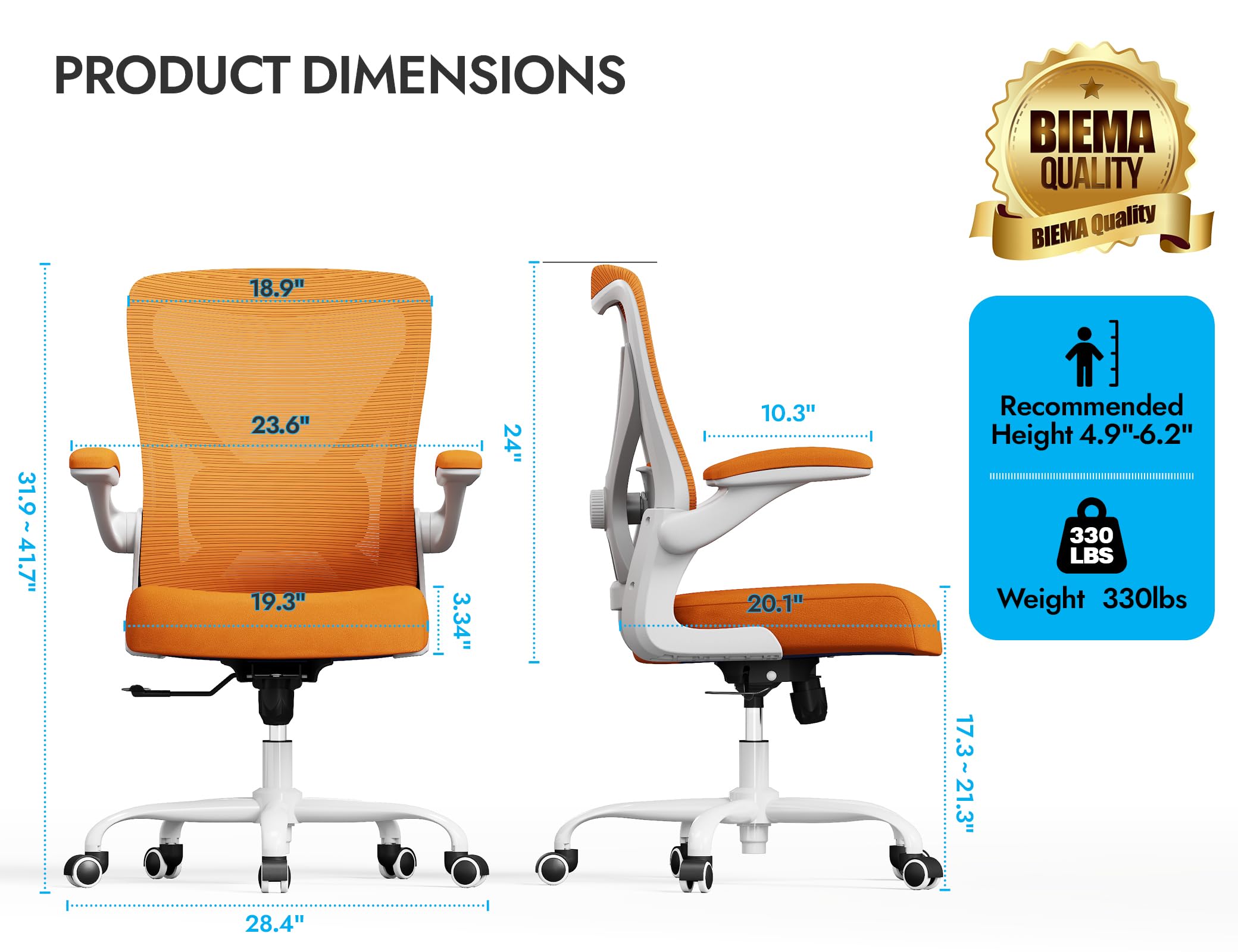 Ergalithic Ergonomic Office Chair - X-Shaped Computer Desk Chairs Comfy, Mesh High-Back Gaming Chair with Adjustable Lumbar Support, Executive Task Chair for Adults, Comfortable for Long Hours