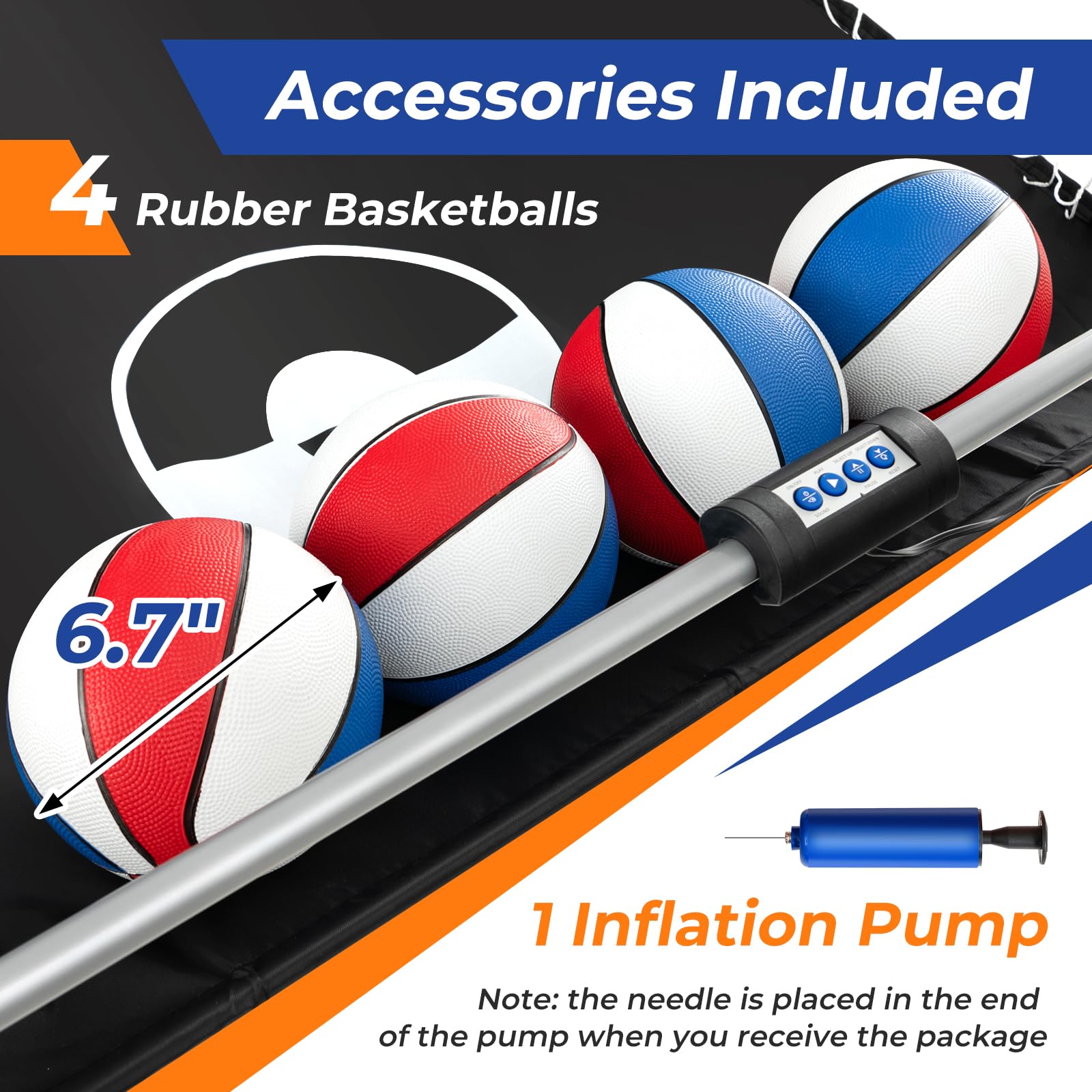 GYMAX Arcade Basketball Game Indoor Foldable with 8 Game Modes, Arcade Sound, 4 Balls and Inflation Pump, Electronic Basketball Games for Home