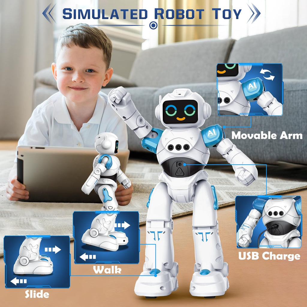 VATOS Robot Toys for Kids - Smart Talking Voice Remote Control Robot, Gesture Sensing Programmable Emo Robots Toy for Age 3 4 5 6 7 8 Year Old Boys Girls Birthday Gift Present