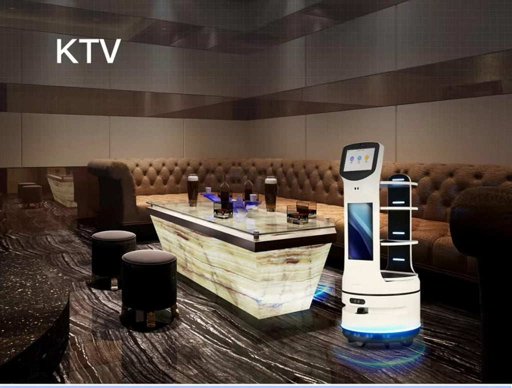 Interactive Restaurant Waiter Robot – Autonomous Food & Drink Delivery, Elevator Control, Large Tray Capacity, Self-Charging, Contactless Commercial Meal Server, Multi-Robot Coordination