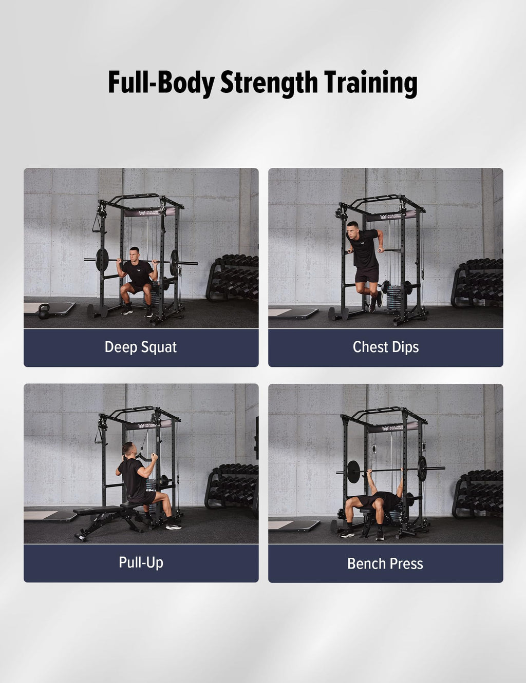 MAJOR FITNESS Drone1 Power Cage - Multi-Function Power Rack for Home Gym, Squat Rack, Cable Crossover System, for Strength Training