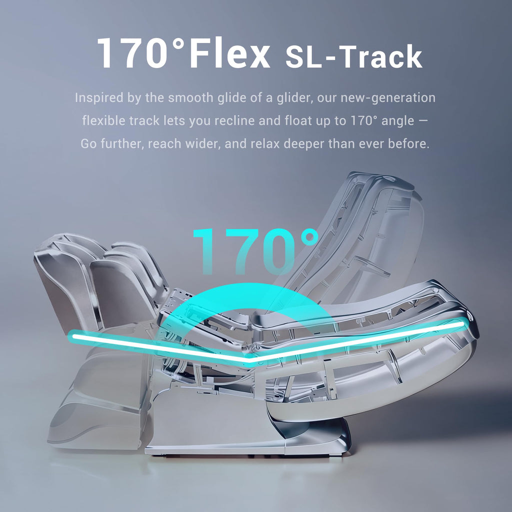 MYNTA Massage Chair Full Body, 170° Flexible SL Track Shiatsu 3D Massage Chairs with Zero Gravity, Bluetooth Speaker, Airbags & Heating, MC1650(Grey)