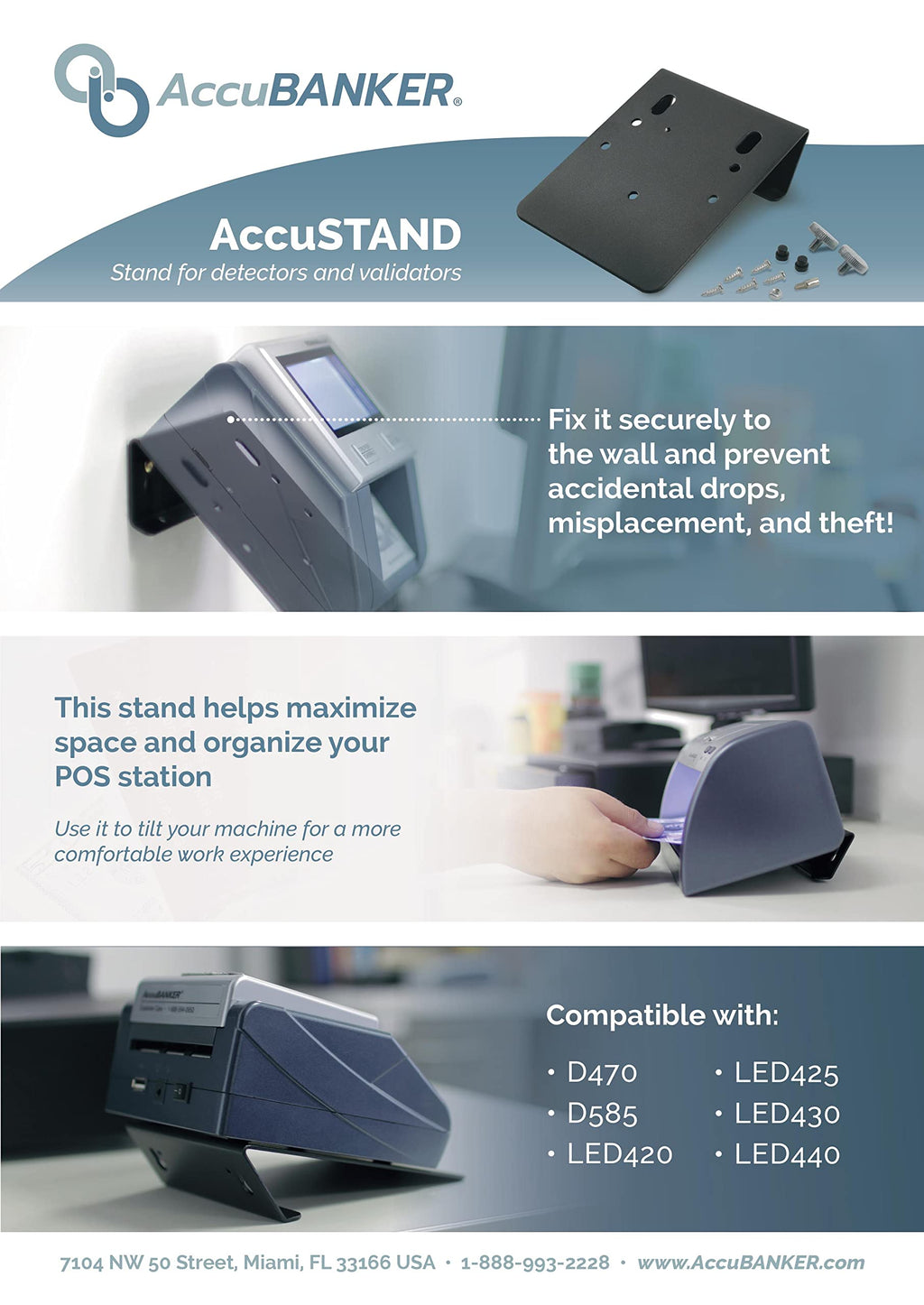 AccuBANKER D470 Quadscan 4-Way Orientation Counterfeit Bill Detector with UV, MG, IR, WM, Image, Length, Spectrum 7-Point Counterfeit Detection Methods - Optional Battery for Portable Use (No Battery)