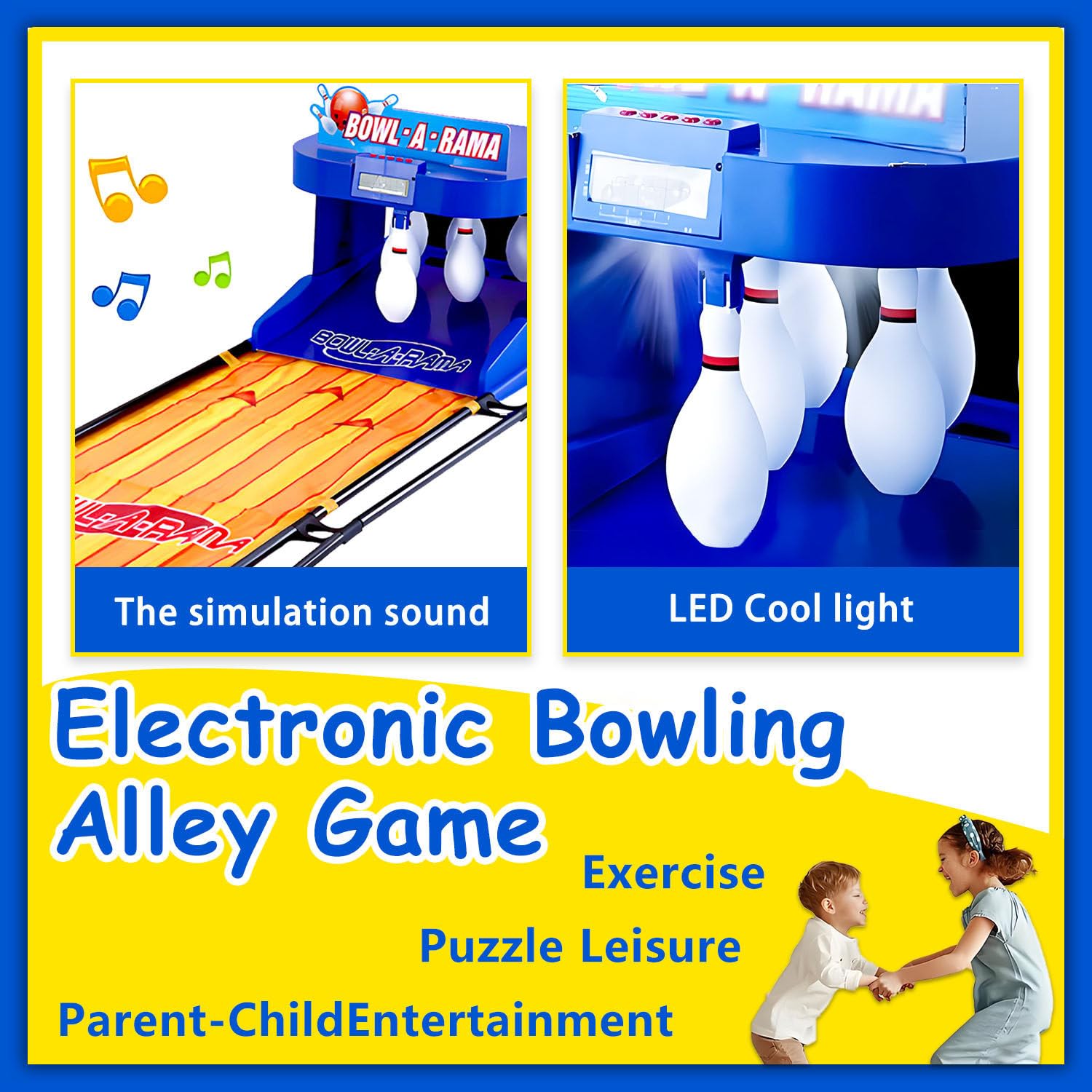 Home Bowling Alleys,Electric Bowling Machine,Electronic Bowling Alley Game for Home,with LED Scoreboard, Automatic Reset, Lighting & Sound Effects,for Children and Adults 2m/6.56ft