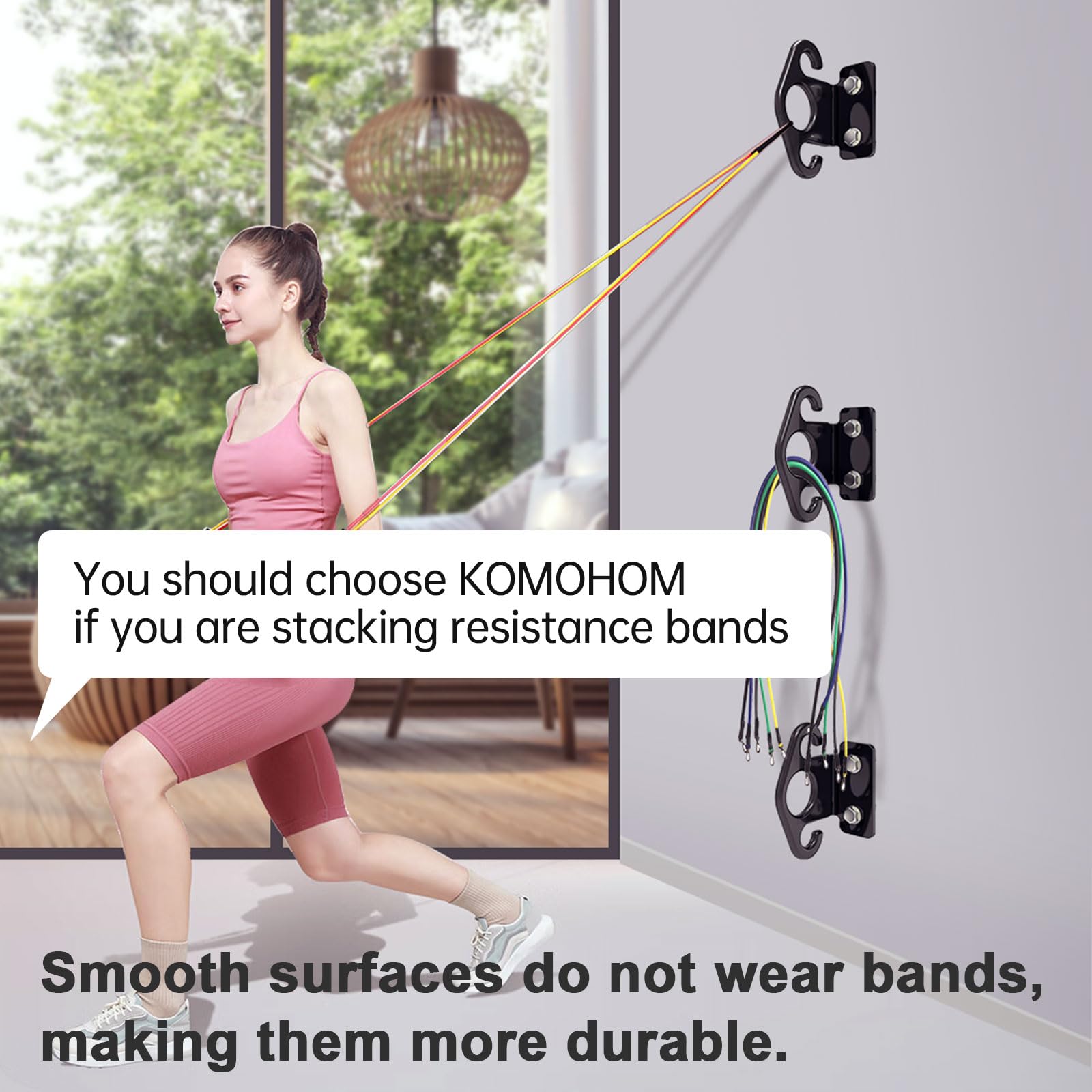 Resistance Band Wall Anchors, Wall Mounted Modular Hooking Platform, Workout Wall Mount Anchor, Training Anchor Mounted Hook Exercise Station for Home Gym Workouts,Yoga,Fitness,Strength Training