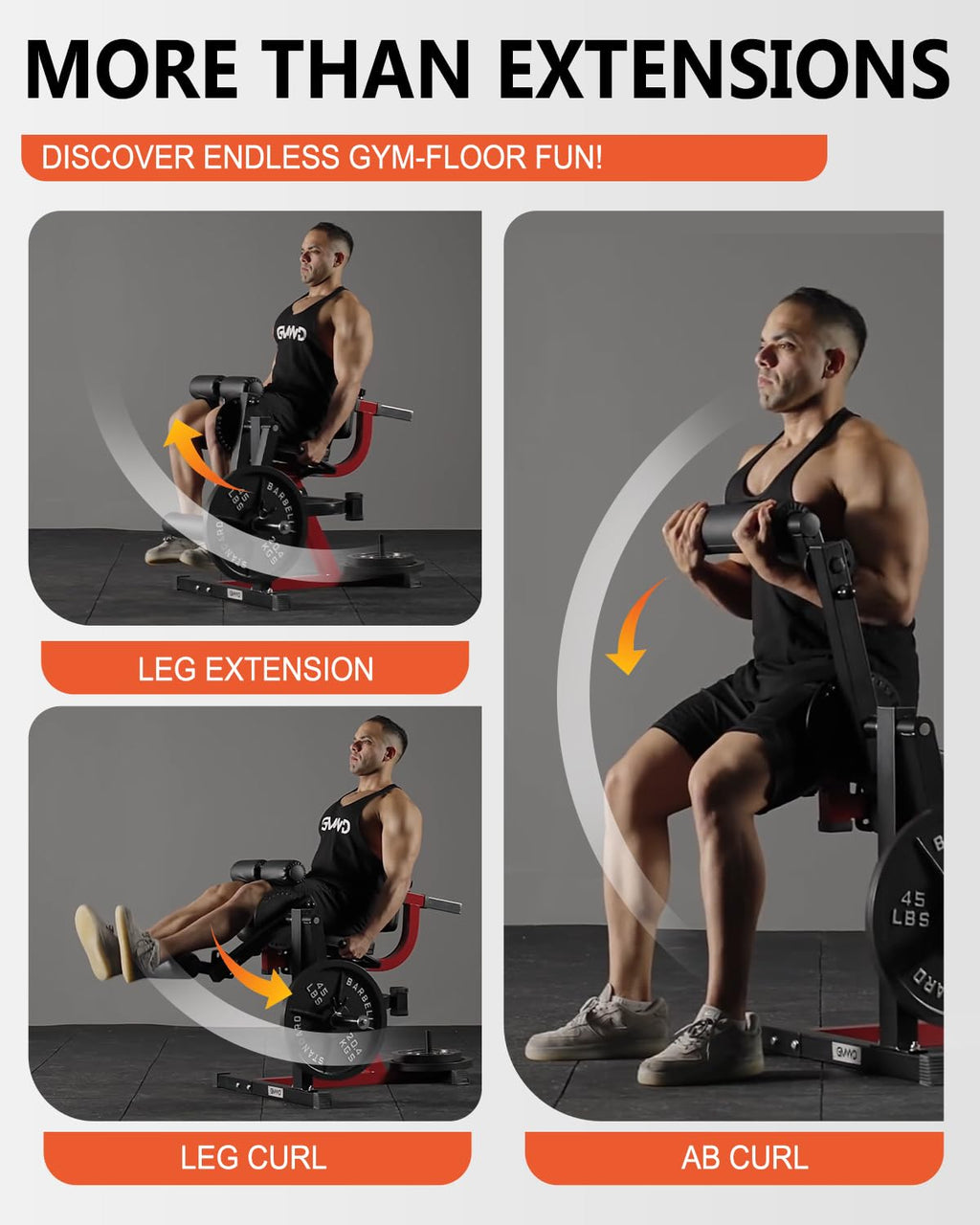 GMWD Leg Extension and Curl Machine, Lower Body Special Leg Machine, Adjustable Leg Exercise Bench with Plate Loaded, Leg Rotary Extension for Thigh, Home Gym Weight Machine