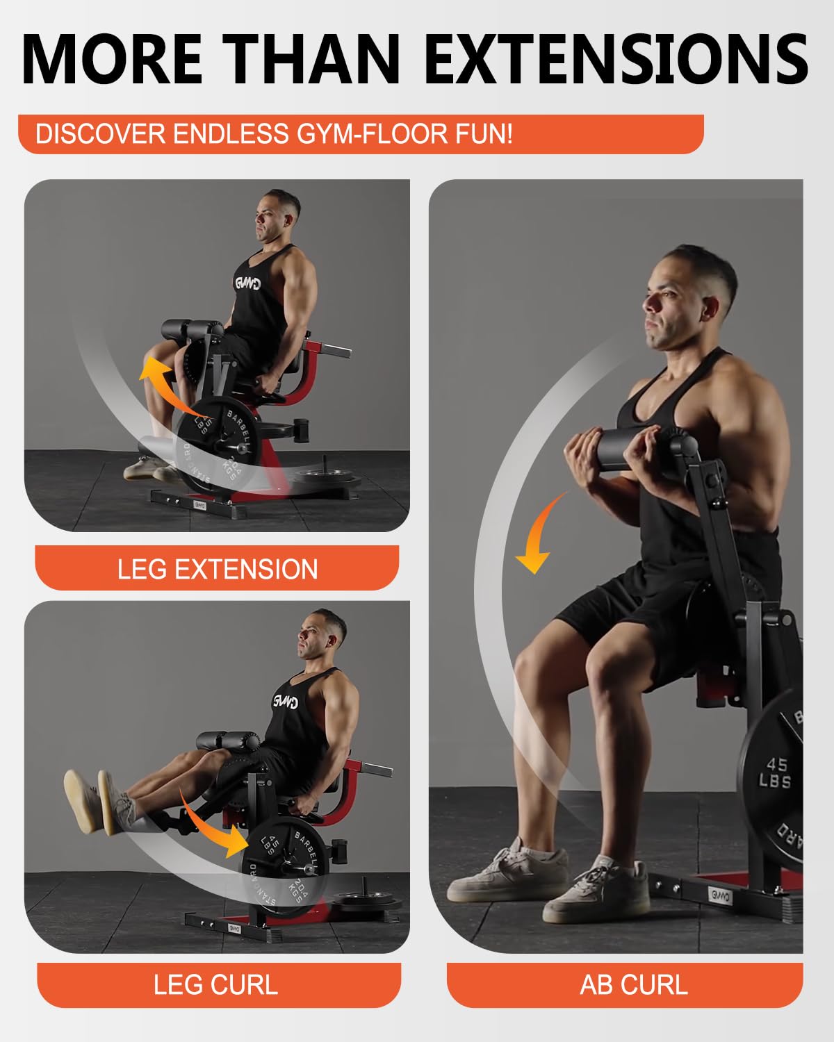 GMWD Leg Extension and Curl Machine, Lower Body Special Leg Machine, Adjustable Leg Exercise Bench with Plate Loaded, Leg Rotary Extension for Thigh, Home Gym Weight Machine