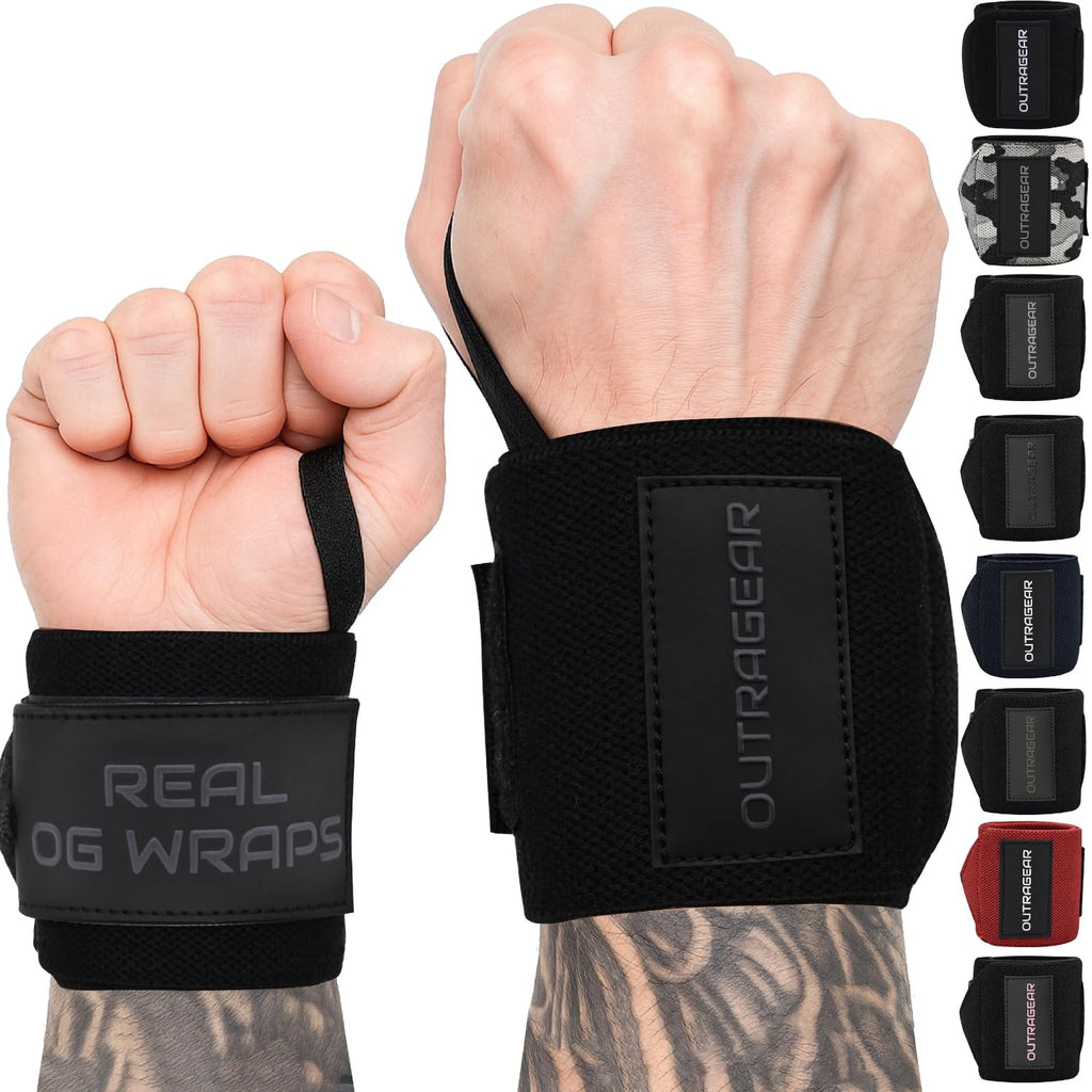 18" OG-Grade Wrist Wraps for Weightlifting – Heavy Duty Wrist Support with Thumb Loop & Lockdown Strap – Wrist Straps for Powerlifting, Bench Press & Gym Training