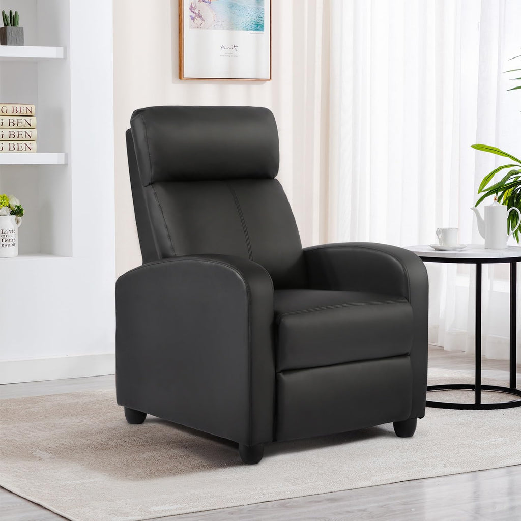 BestMassage | Recliner Chair | with 2 Point Massage Function | Pu Brown | with Lumbar Support, Adjustable Push Back, Footrest & Padded Seat | Easy Assembly | for Living Room, Home Theatre
