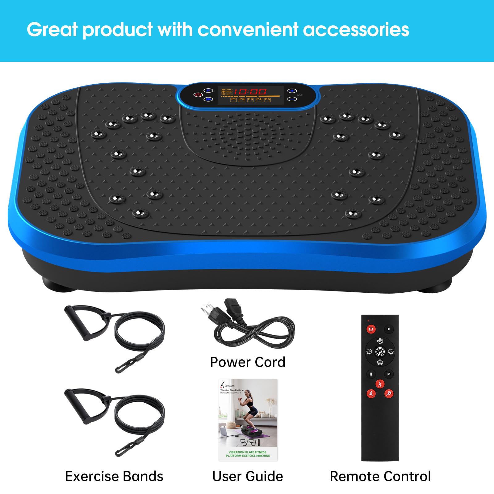 SoftGym Waver Vibration Plate Exercise Machine for Lymphatic Drainage Weight Loss,120 Speed Levels Vibrating Platform with Resistance Bands,Full-Body Workout Equipment for Muscle Toning