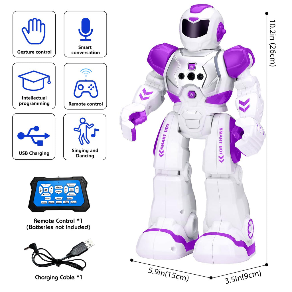 KingsDragon Robots Toy for Kids, RC Gesture Sensing Toy, Interactive Walking Singing Dancing Robot Birthday Presents for Boys Girls Age 6 7 8 9 Years Old