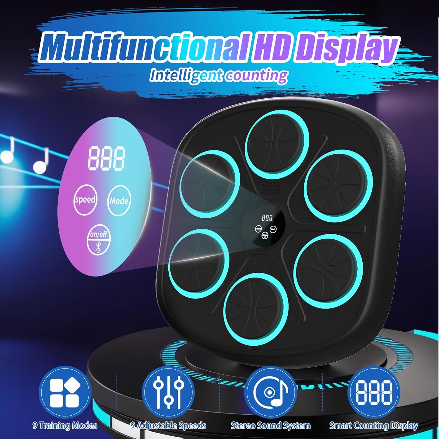 2025 New Model Smart Music Boxing Machine for Adults and Kids, Bluetooth Wall Mounted Punching Trainer with Gloves, 9 Modes & 9 Speeds for Home, Office, and Gym