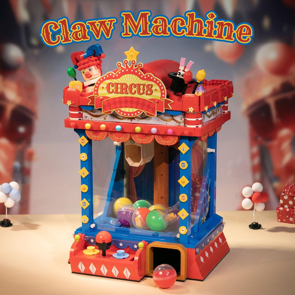 Retro Gumball Machine & Circus Claw Machine Building Set, Interactive Arcade-Style Model Kits with Lights, Music & Surprise Capsules for Collectible Display & Play