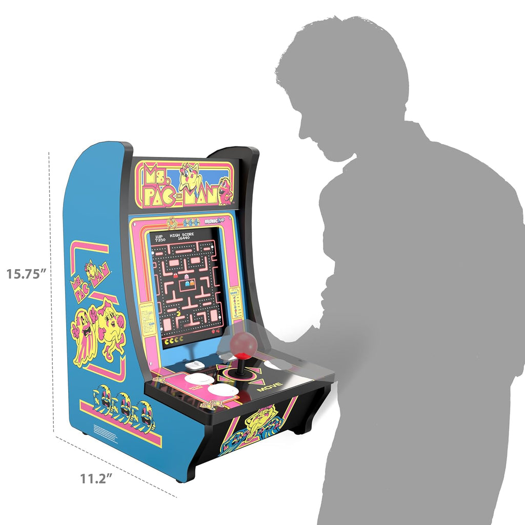 Arcade1Up Ms. PAC-Man Countercade, Built for Your Home, 1 Player, 5 Classic Games, 8-inch Screen