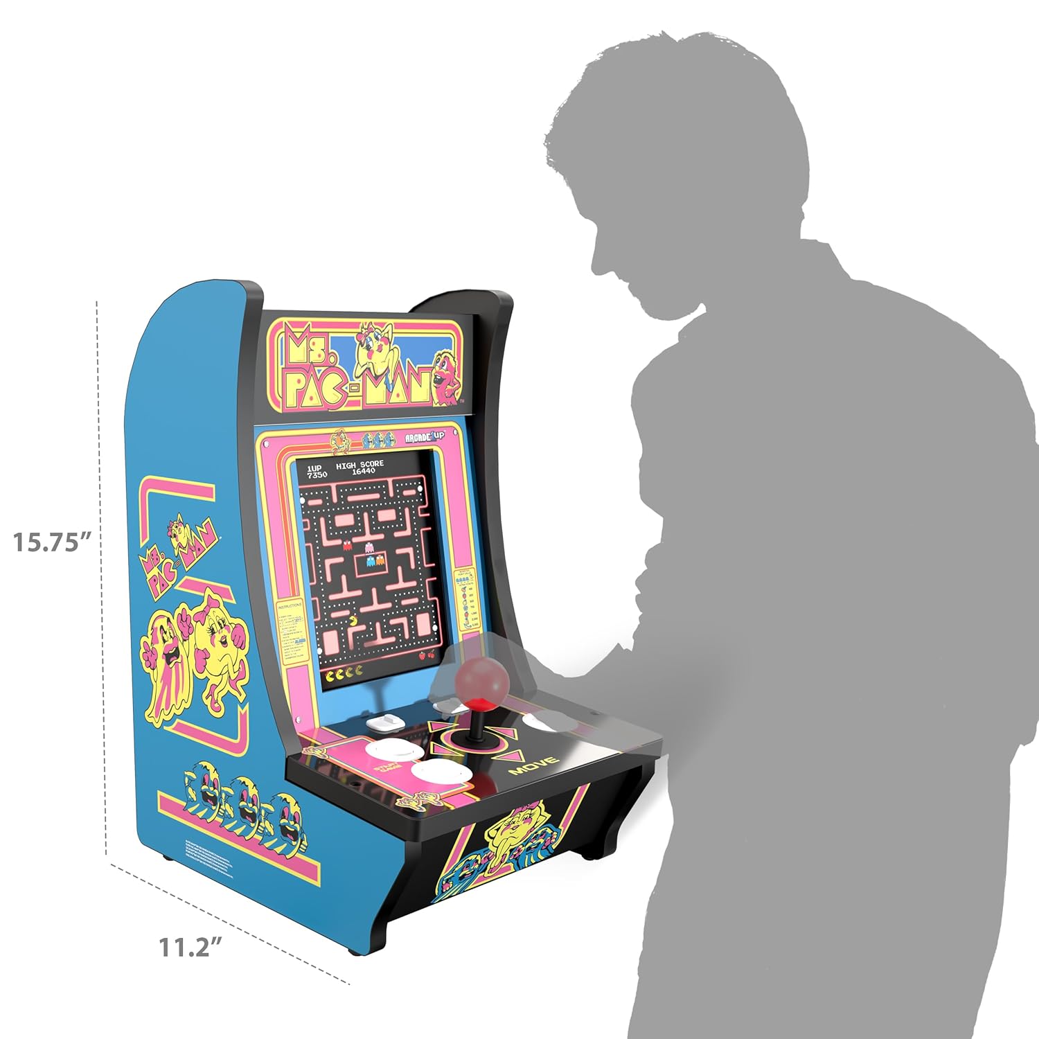 Arcade1Up Ms. PAC-Man Countercade, Built for Your Home, 1 Player, 5 Classic Games, 8-inch Screen