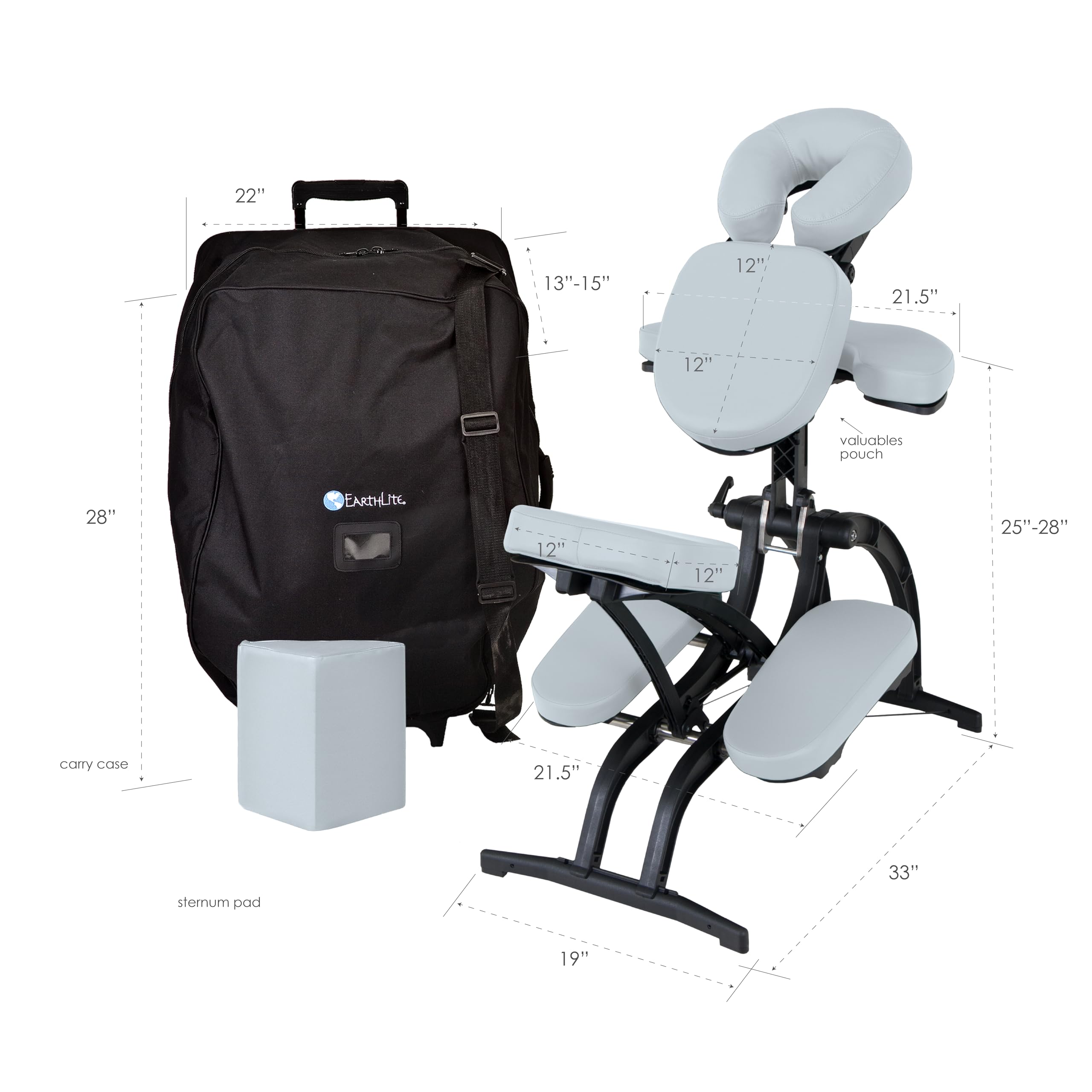 EARTHLITE Portable Massage Chair AVILA II - Premium Folding Spa/Massage/Tattoo Chair incl. Rolling Carry Case