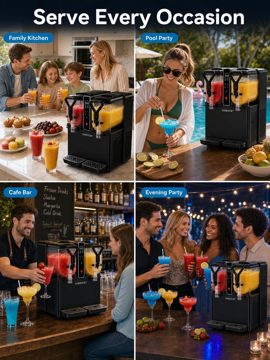 8L/2.1Gal Slushie Machine for Commercial & Home Use, Frozen Drink Maker for Slushy,Margaritas,Frappés,Milkshake and More