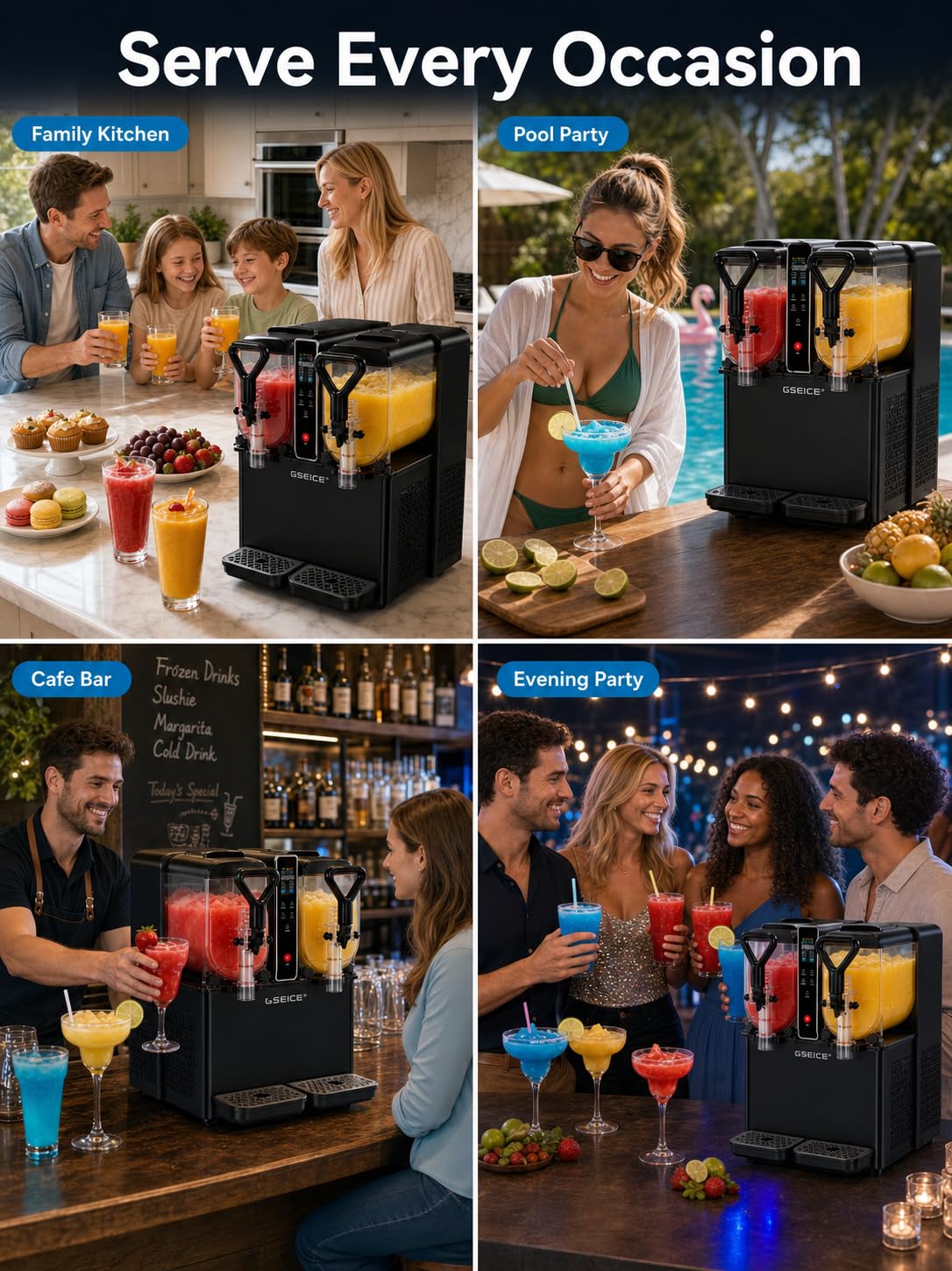 8L/2.1Gal Slushie Machine for Commercial & Home Use, Frozen Drink Maker for Slushy,Margaritas,Frappés,Milkshake and More
