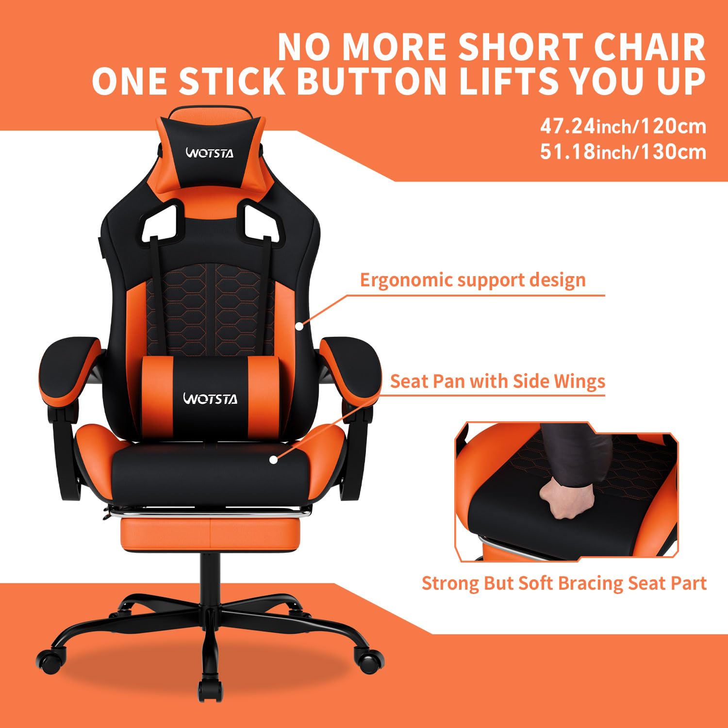 Gaming Chair with Massage,Ergonomic PC Gaming Chair with Footrest Comfortable Headrest and Lumbar Support, High Back, 300LBS (Grey)